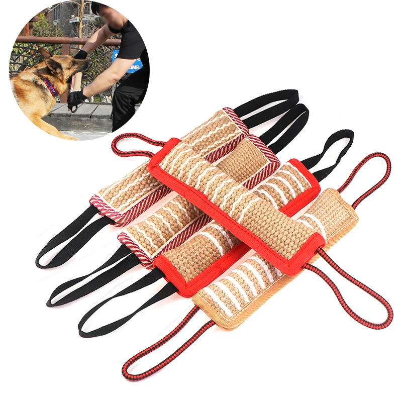 

Durable Dog Training Tug of War Interactive Dogs Jute Bite Pillow Sleeve Chewing Toys for Malinois German Shepherd Pet Play Toy