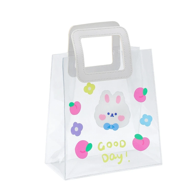 

Cute Bear Girls Transparent PVC Shopping Bag Women Beach Travel Bag Handbag
