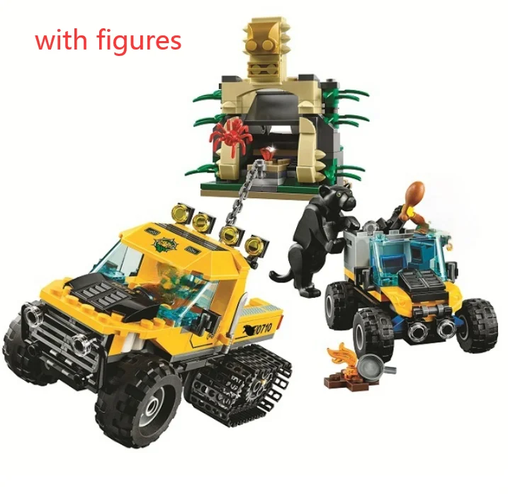 

397pcs City Explorers Jungle Halftrack Mission Waterfall 10710 Model Building Blocks Children Toys Bricks 60159 birthday Gifts