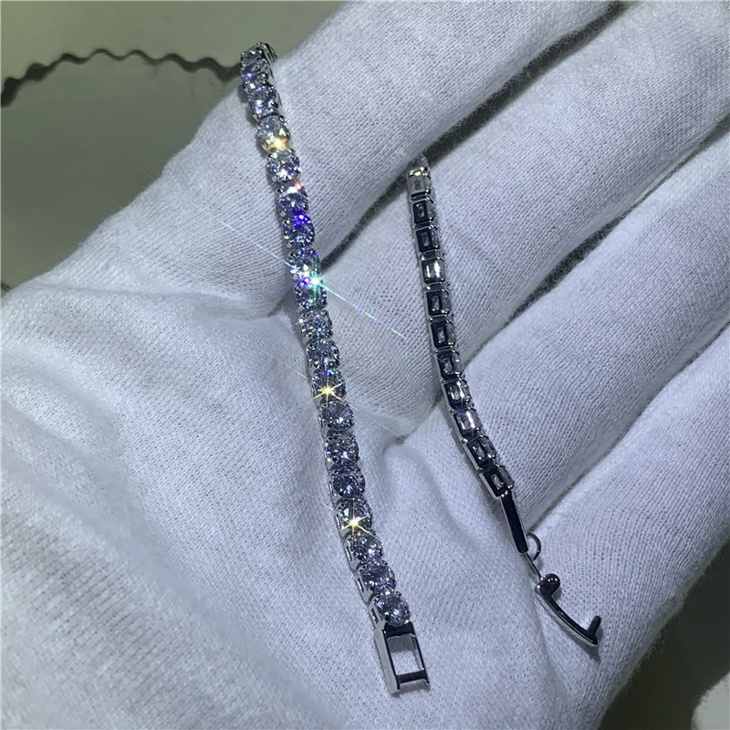 2mm Moissanite Tennis Bracelet 925 Sterling Silver Plated White Gold for Women Man Sparkling Party Jewelry