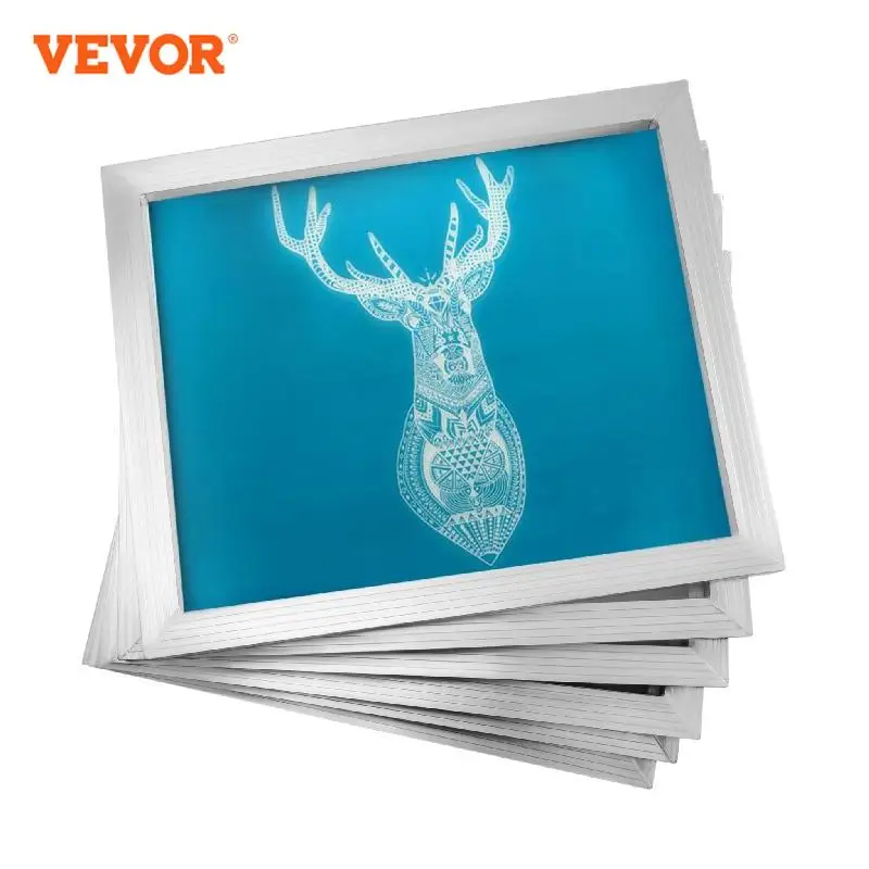 

VEVOR Aluminum Frame Silk Screen Printing 6 Pieces White Various Mesh Ink Pressing Sublimation Suitable for Machine or Manual