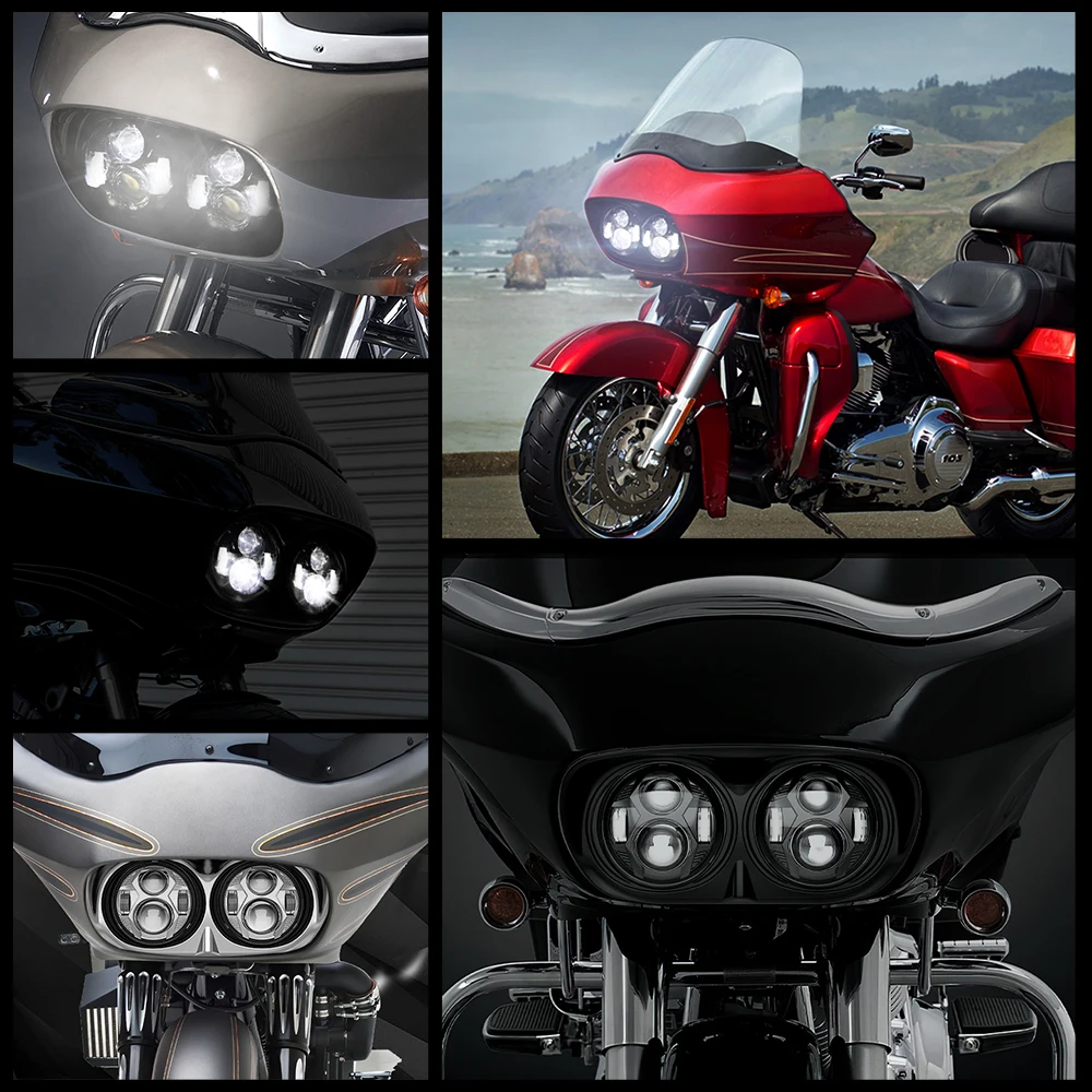 Фото Для Road Glide 1998-2013 LOYO система освещения мотоцикла, светодиодная точечная одобренная фара, проектор дальнего света №5