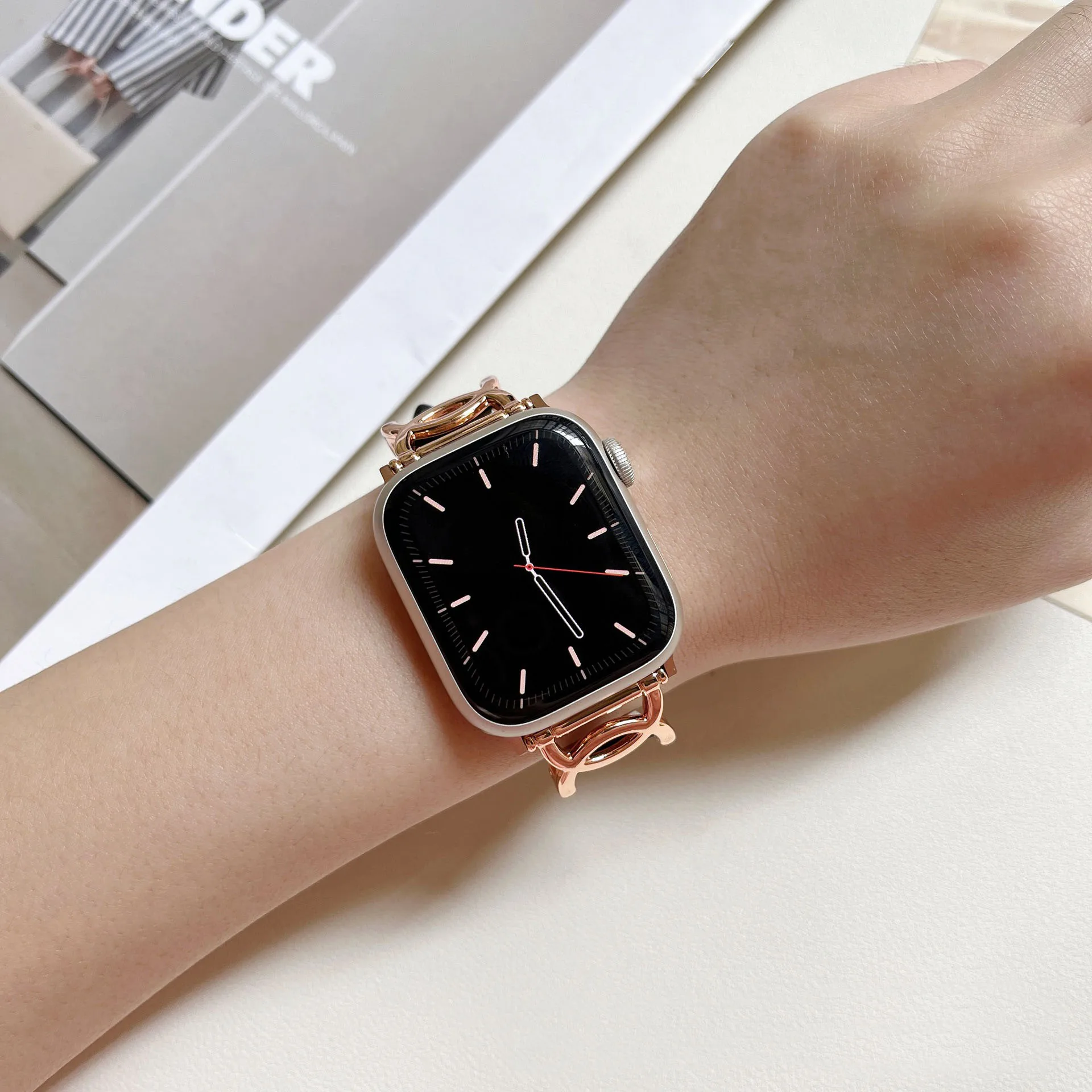 Slim Leather Strap For Apple Watch Band 45mm 41mm 40mm 44mm 42mm correas para Women Bracelet iWatch Series 8 7 6 5 se Watchband