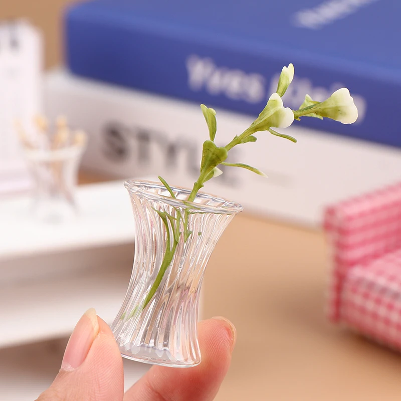 

1 шт., 1:12 миниатюрная стеклянная ваза для кукольного домика, ваза для цветочного горшка, Декоративная Прозрачная бутылка, модель, Декор, игру...