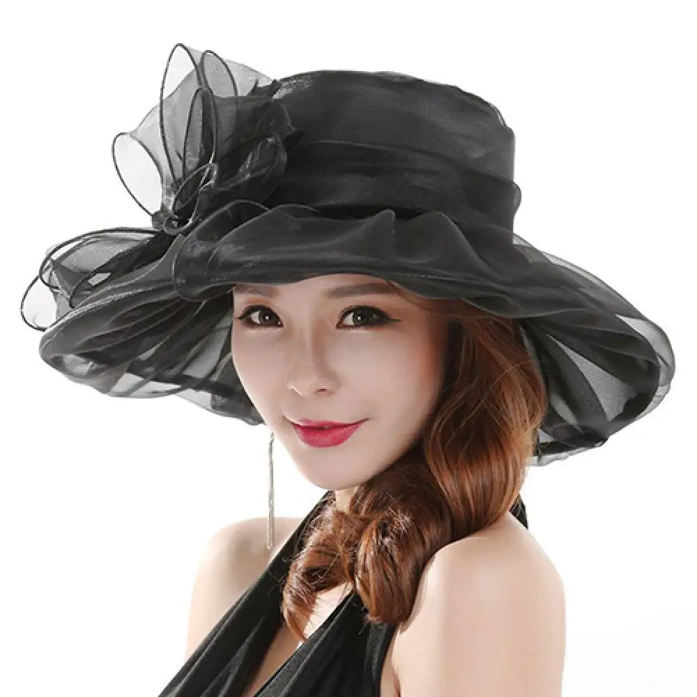 

Шляпа женская с широкими полями, модная пляжная кепка от солнца, с защитой от ультрафиолета, для церкви, Кентукки, Дерби, в британском стиле, ...