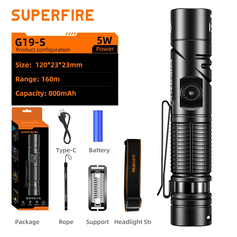 

SUPERFIRE G19-S Магнитный налобный фонарь
