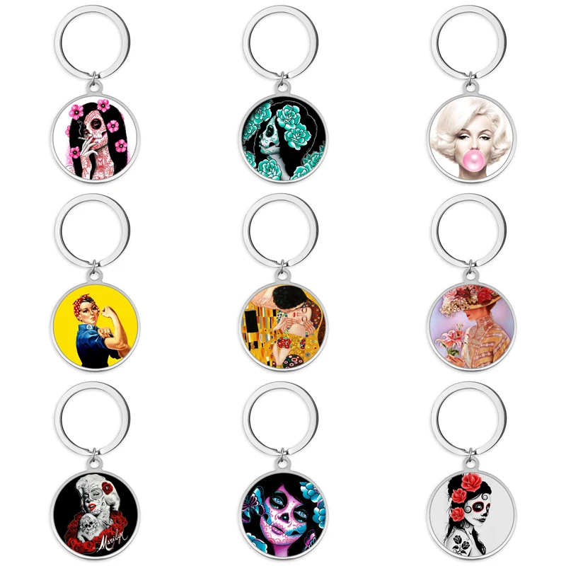 

Artistic Figures Stainless Steel Key Ring Keychain For Women Men Chain Car Doll Keyring Bag Accessories Craft Holiday Gift