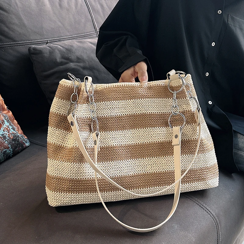 

Bohemia Women Weave Straw Tote Bag 2023 Summer Travel Beach Bags Handmade Lady Handbag Rattan Shoulder Side Bags