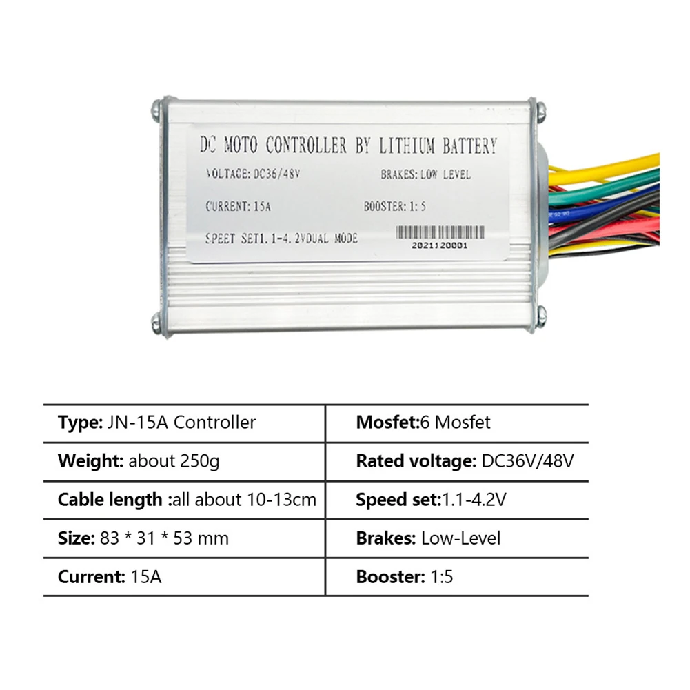 

Durable With Throttle Brake PAS JN Controller EN06 Display 36V/48V Bicycle Accessory Brushless Ebike Controller Metal+ABS