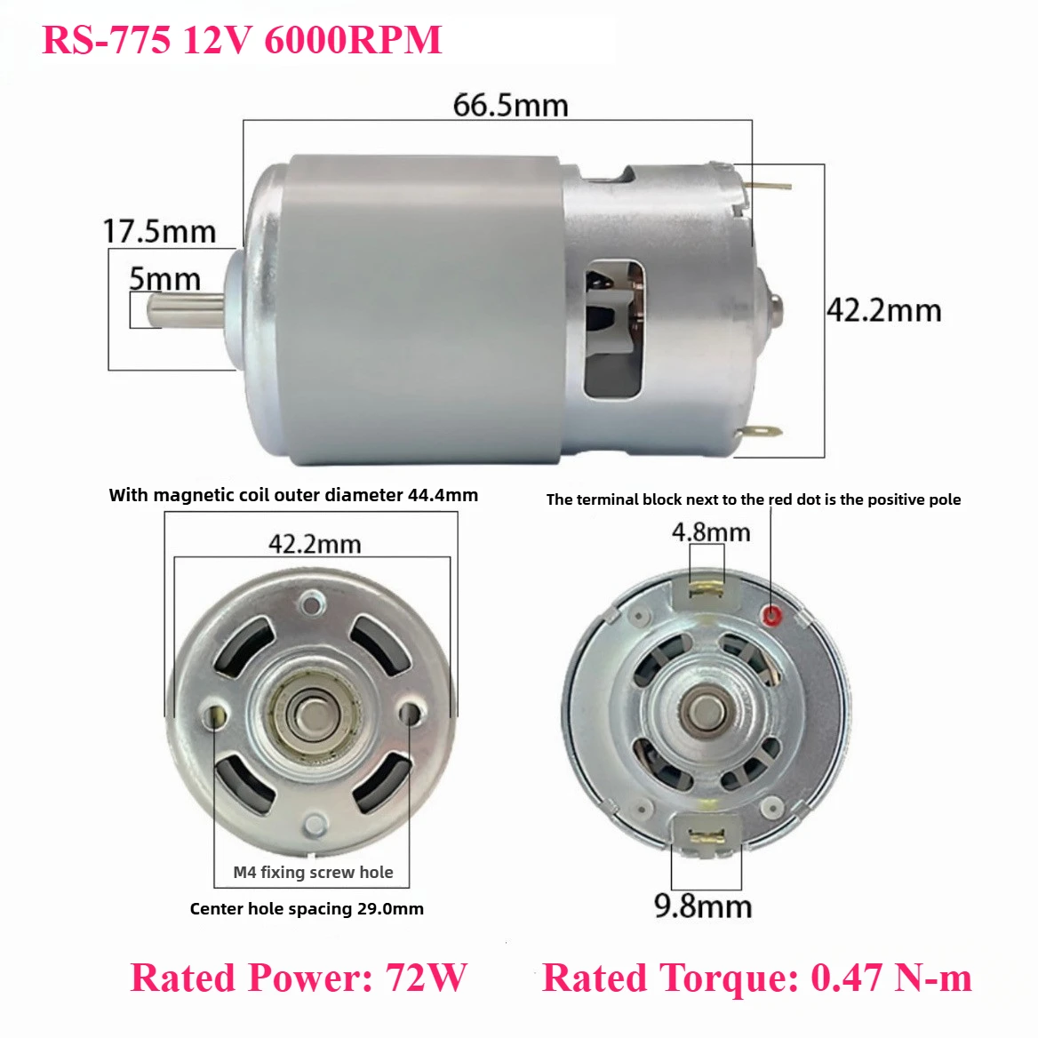 

Двигатель постоянного тока RS-775, 12 В-36 В, высокоскоростной, 3000-12000 об/мин, малошумный медный сердечник для промышленных инструментов, насосов, вентиляторов, робототехники