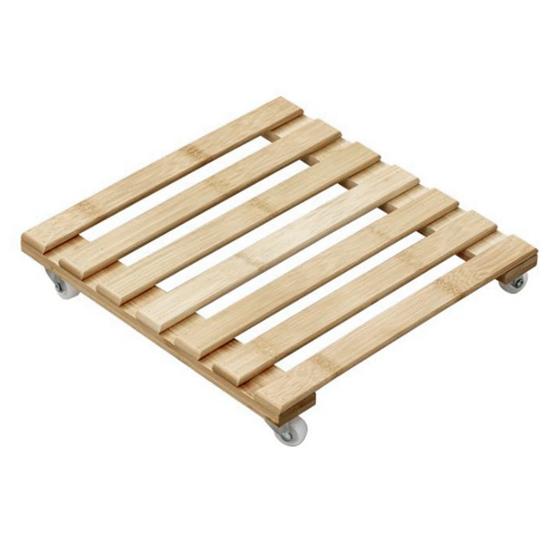 

Bamboo Plant Stand With Wheels, Mobile Flower Pot Rollers, Suitable For Outdoor Plant Storage Racks On The Terrace