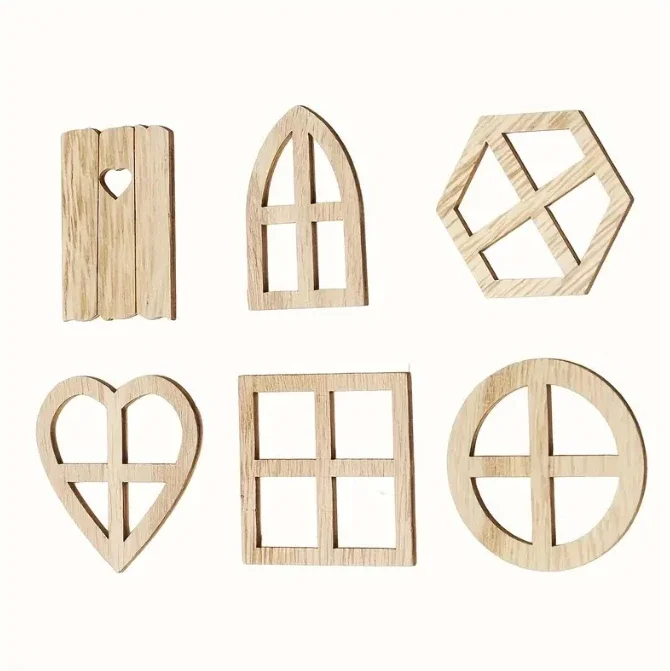 25 Шт. 30-45 Мм Круглые/сердце/шестиконечные Мини-окна Деревянные Поделки Своими