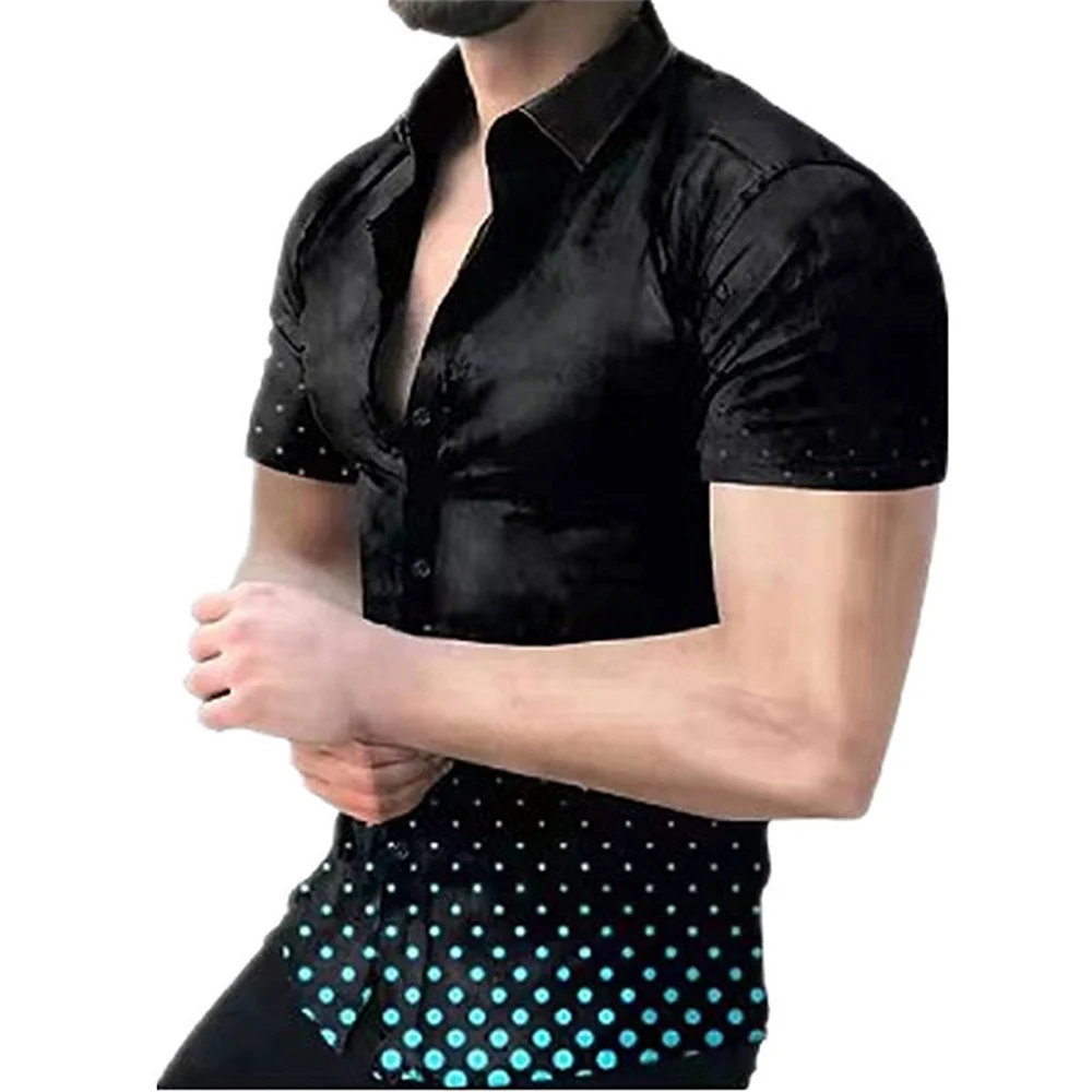 

Spring Autumn Slim Fit Plain Bussiness short sleeve Men's Shirts Anti-wrinkle Polo 3D printing Business Blouses Homme