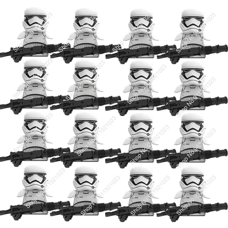 

16pcs Captain Phasma with Clone First Order Trooper Snowtroopers Jet Stormtroopers Building Blocks Bricks Star Figures Wars Toys