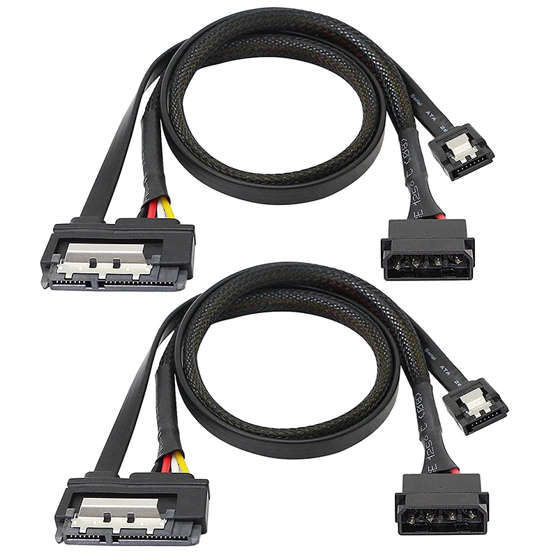 

2 Pcs SATA 6G Data Cable, SATA Power 2-In-1 Extension Cord,LP4 IDE to SATA 15P Female with Serial ATA III 7 Pin Female