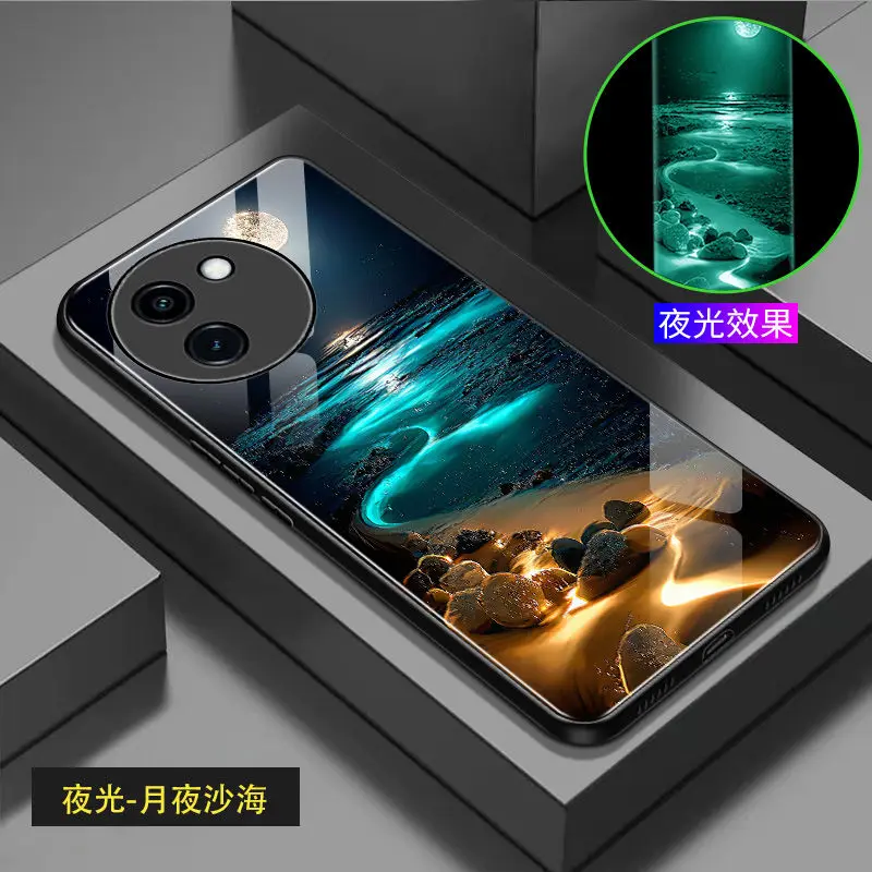 Светящийся телефон для Vivo Y200i чехол с изображением пляжа светящийся Темный ЧЕХОЛ