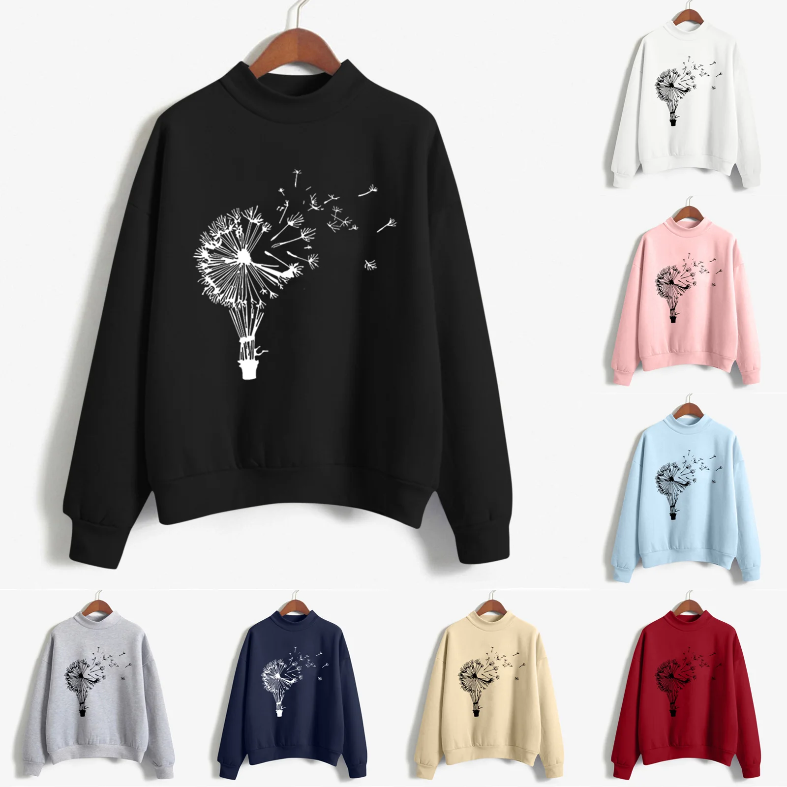 

Женская осенне-зимняя повседневная толстовка с капюшоном Одуванчик модная женская Повседневная Бейсбольная Футболка Свитшот Женская легк...