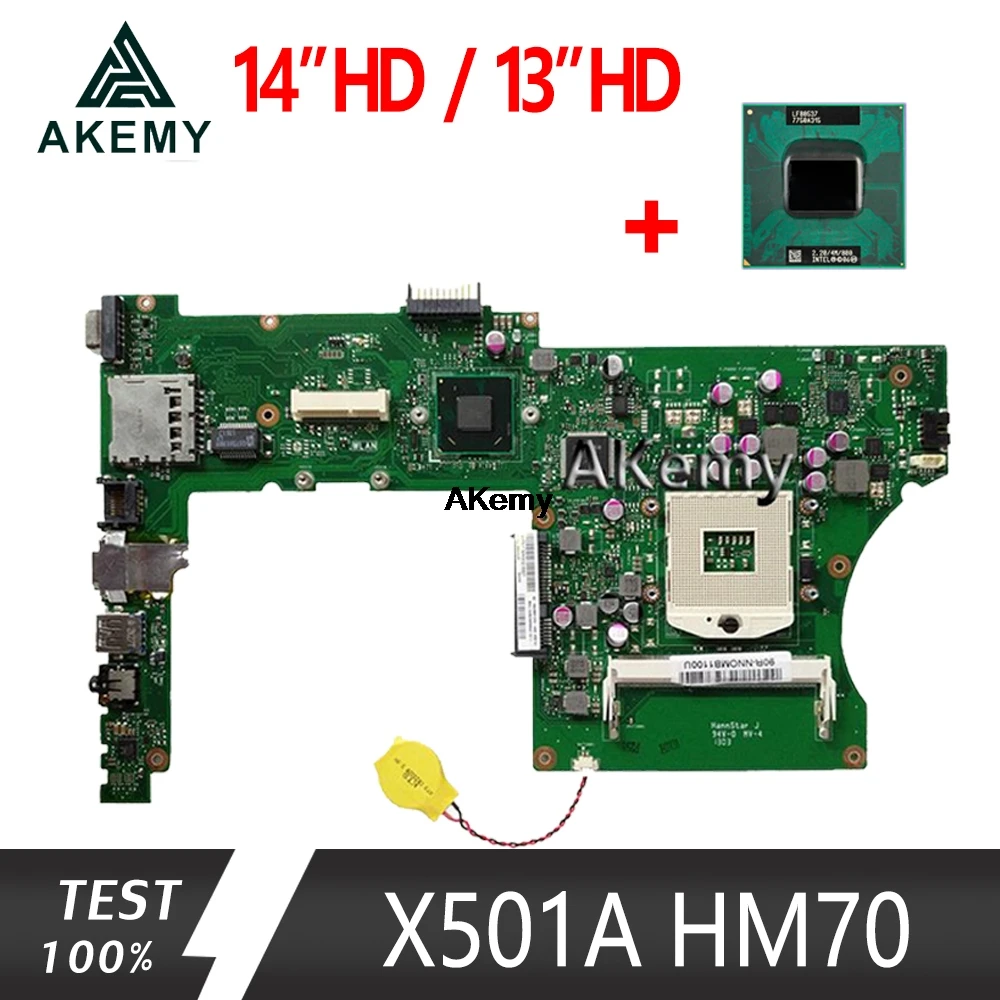

Akemy X401A Laptop motherboard For Asus F401A X401A X301A Test original mainboard HM70 14"HD/13"HD Mainboard send CPU