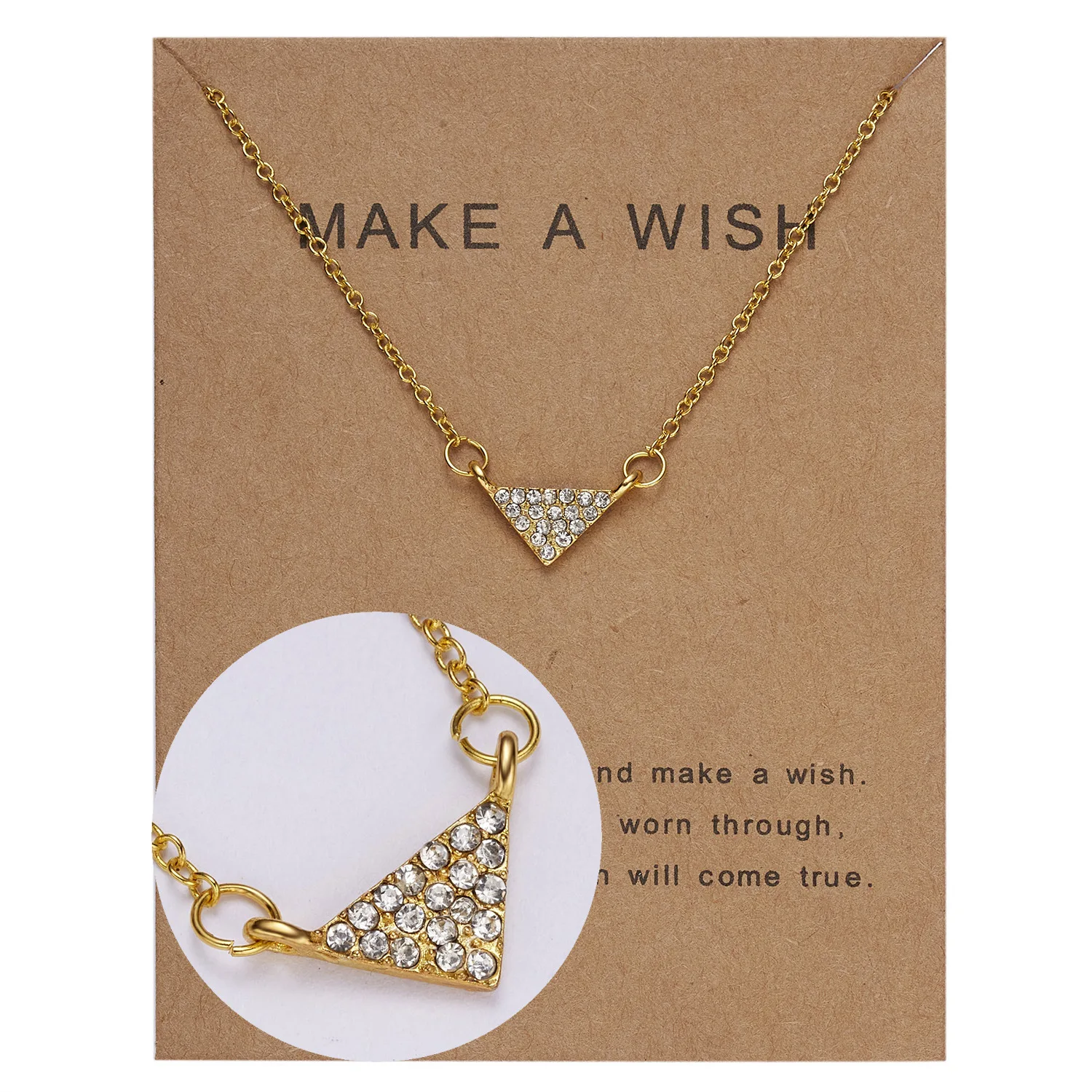 

New Fashion Romantic Triangle Pendant Diamond Necklace Gold Necklace Party Charm Jewelry Accessories for Women