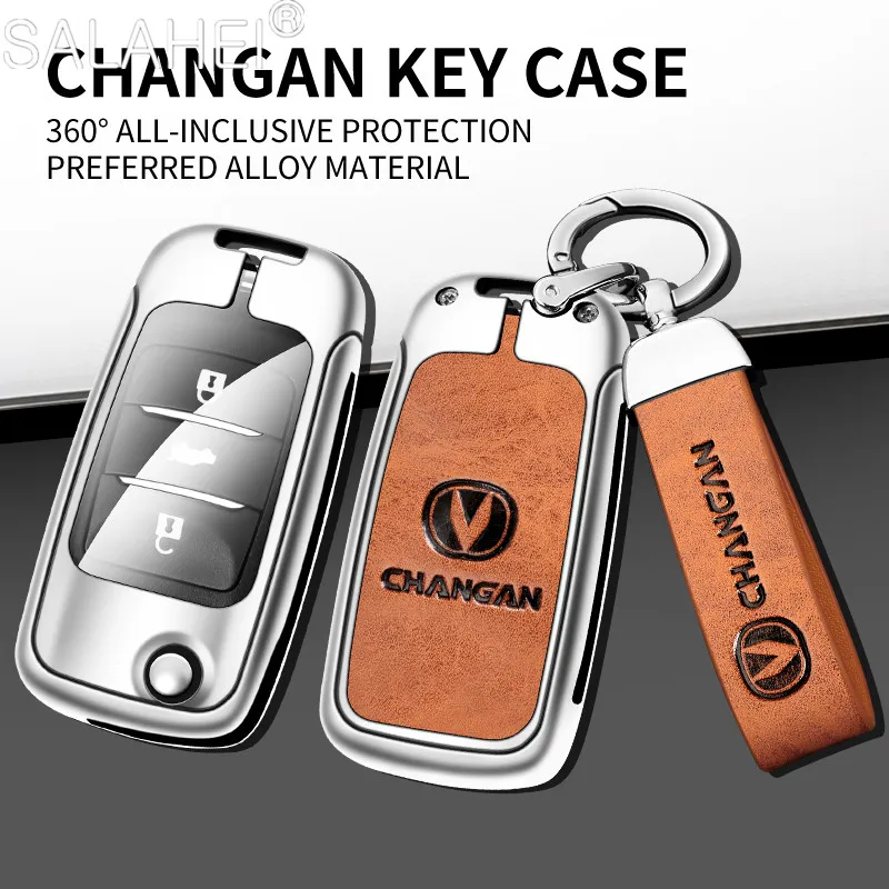

For Changan CS75 Eado CS35 Raeton CS15 V3 V5 V7 Zinc Alloy Car Flip Key Case Protective Cover Holder Shell Keychain Accessories