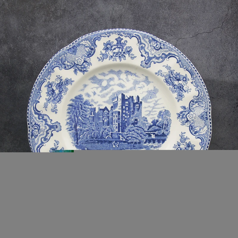 

The Blue Britain Castles Dinner Set European Style Dinner Ware Ceramic Breakfast Plate Beef Dishes Dessert Dish Soup Bowl