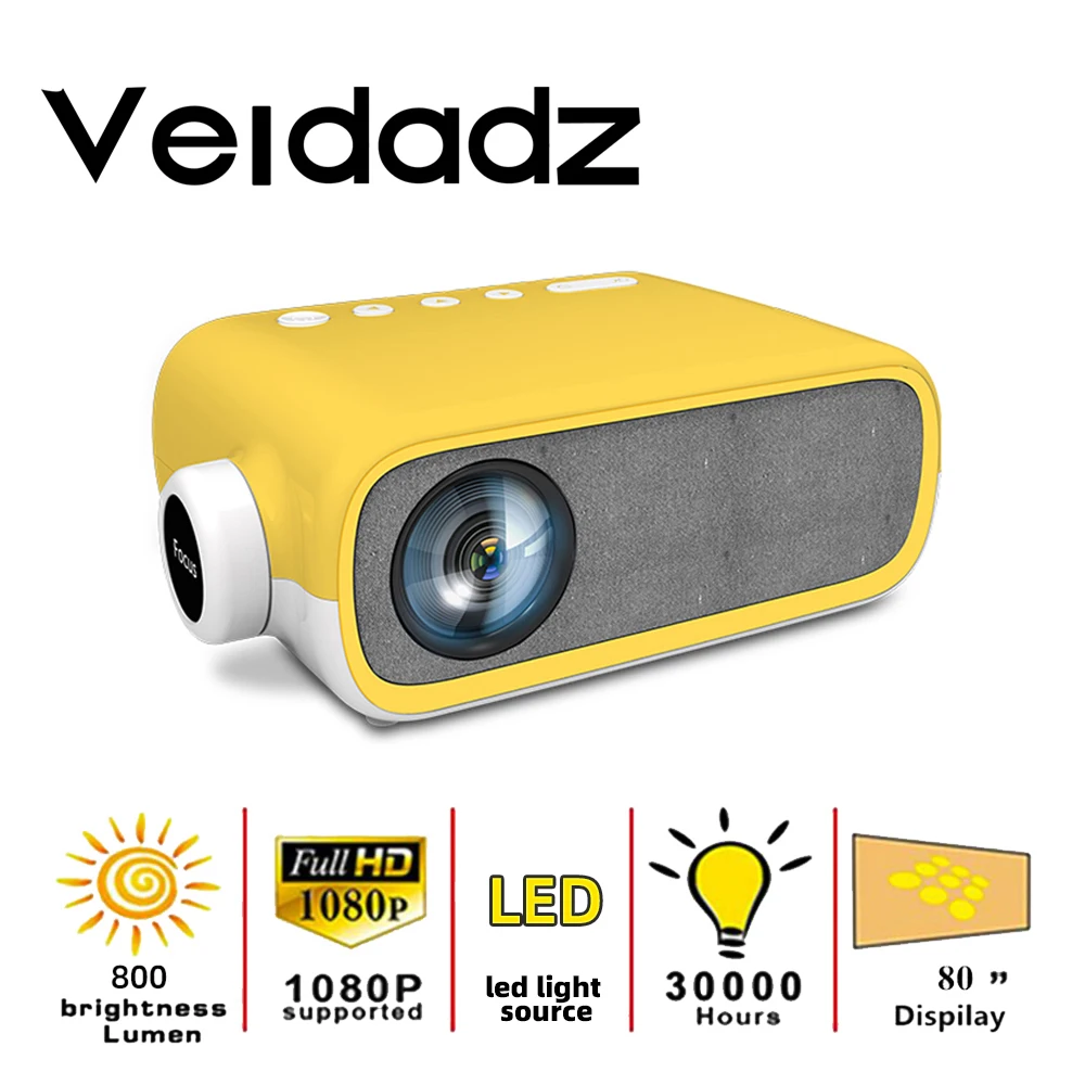 

VEIDAIDZ YG280 Mini Projector LED 480x272 Native Pixels Portable HD Support 1080P Projection For Home Office Outdoor
