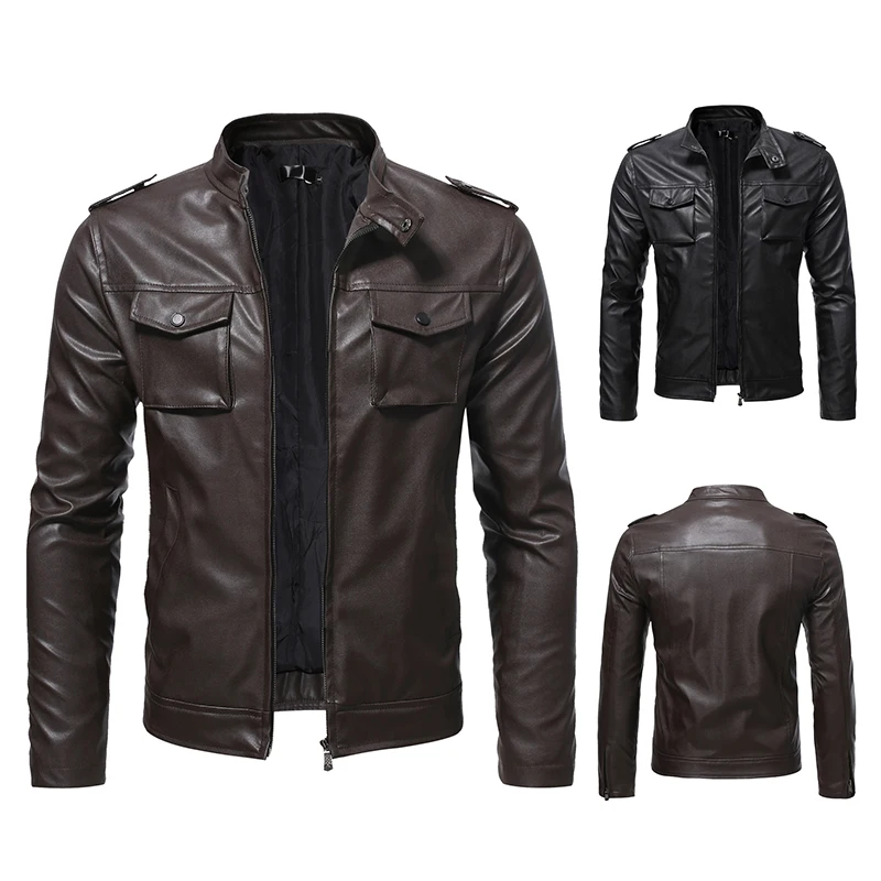 Мужская мотоциклетная куртка-бомбер из натуральной овечьей кожи |