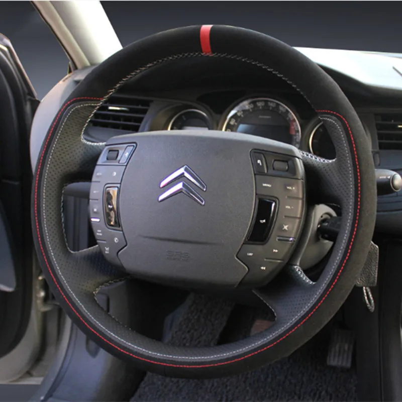 

DIY Hand-Stitch Suede Leather Car Steering Wheel Cover for Citroen C5 C4L C2 DS5 DS6 C3-XR Interior Auto Accessories