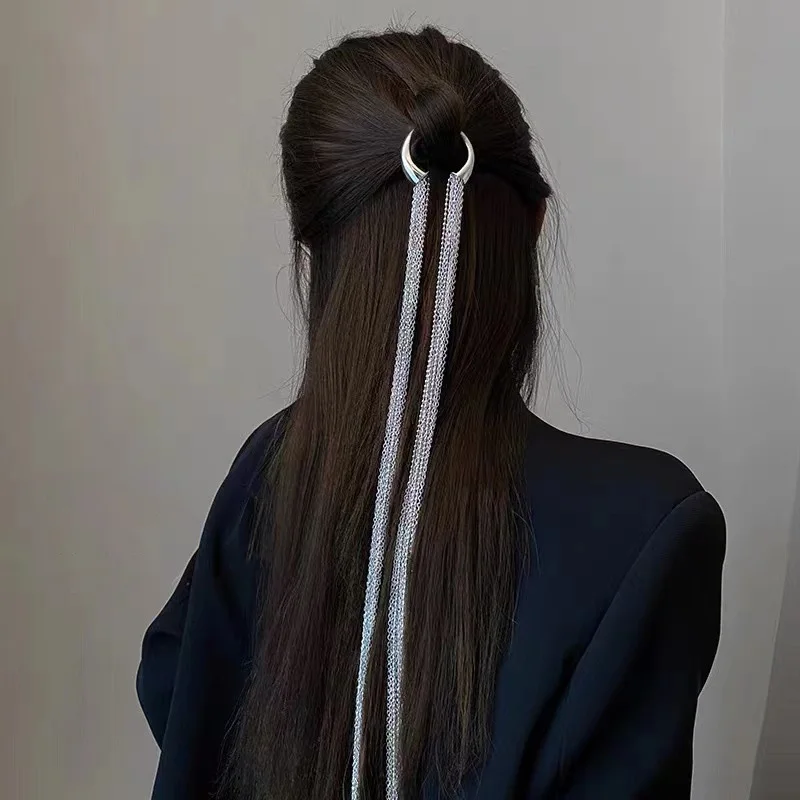 

Vintage Metal Geometric Chain Hairpins Ins Punk Y2K Long Tassel Headband for Women Jewelry Bride Fashion Accessories 2022 New