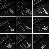 hip hop rock sports style blade motorcycle tennis racket double eagle charm stainless steel necklace diy jewelry crafts gift