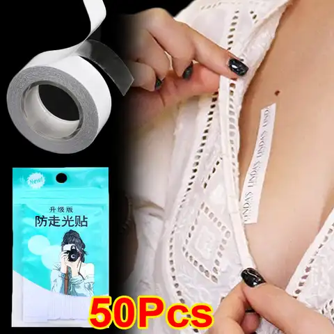 50pcs Skin-friendly Body Tapes Anti-slip Invisible Double-sided Safe Tape Adhesive Clothing Clear Stickers Lingerie Sticky Bra