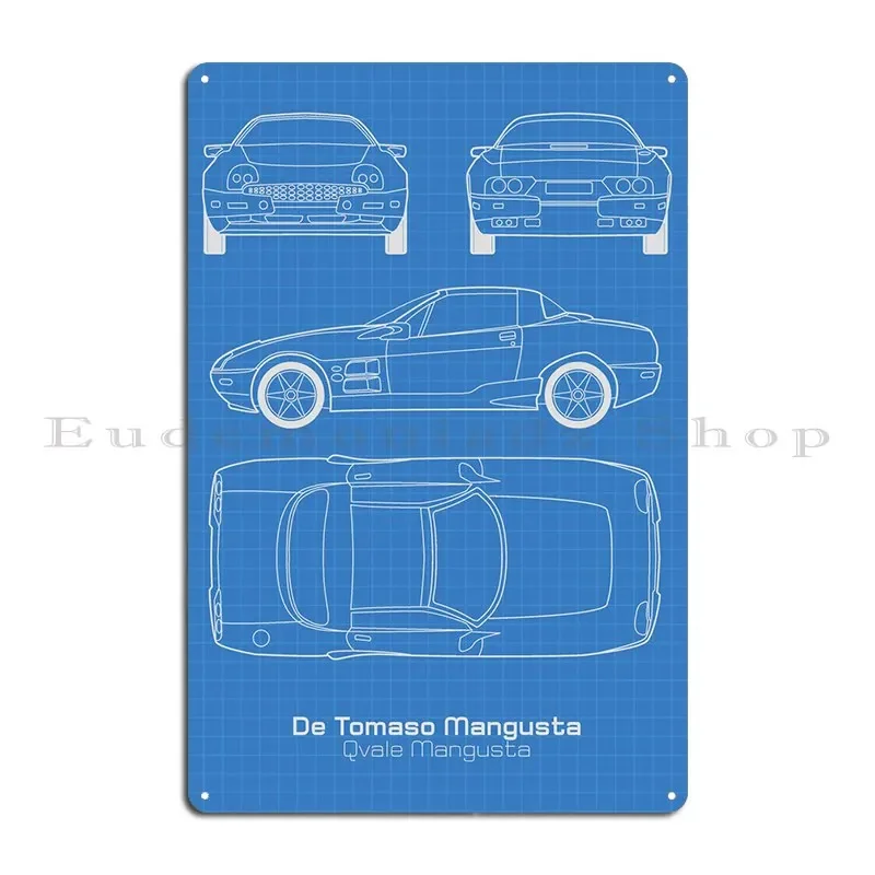De Tomaso Mangusta Металлический знак Кино-клуб Дизайн кинотеатра Винтажный жестяной