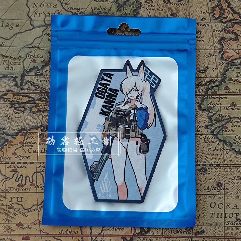 Голубая архивная Кана нашивки с крючками и петлями для одежды стикер в стиле