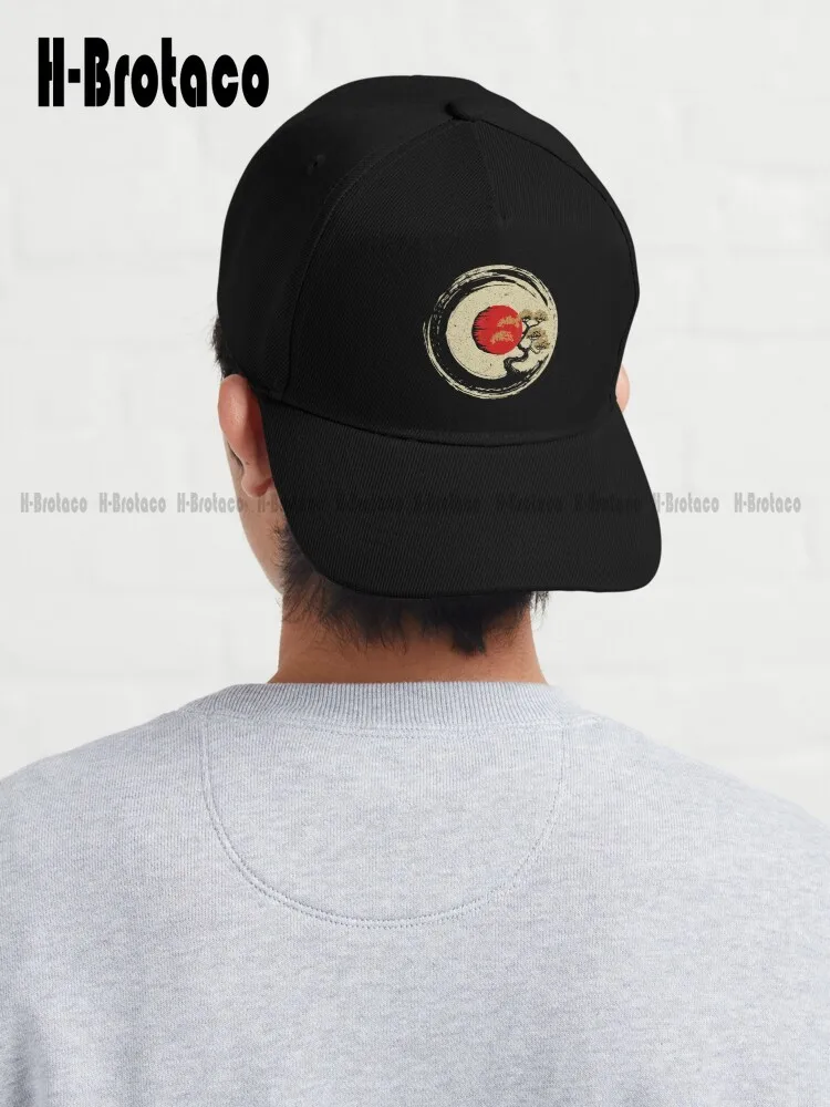 Bonsai Tree In Japanese Zen Buddhist Enso Circle Baseball Cap Men'S Hats & Caps Hunting Camping Hiking Fishing Caps Harajuku Art