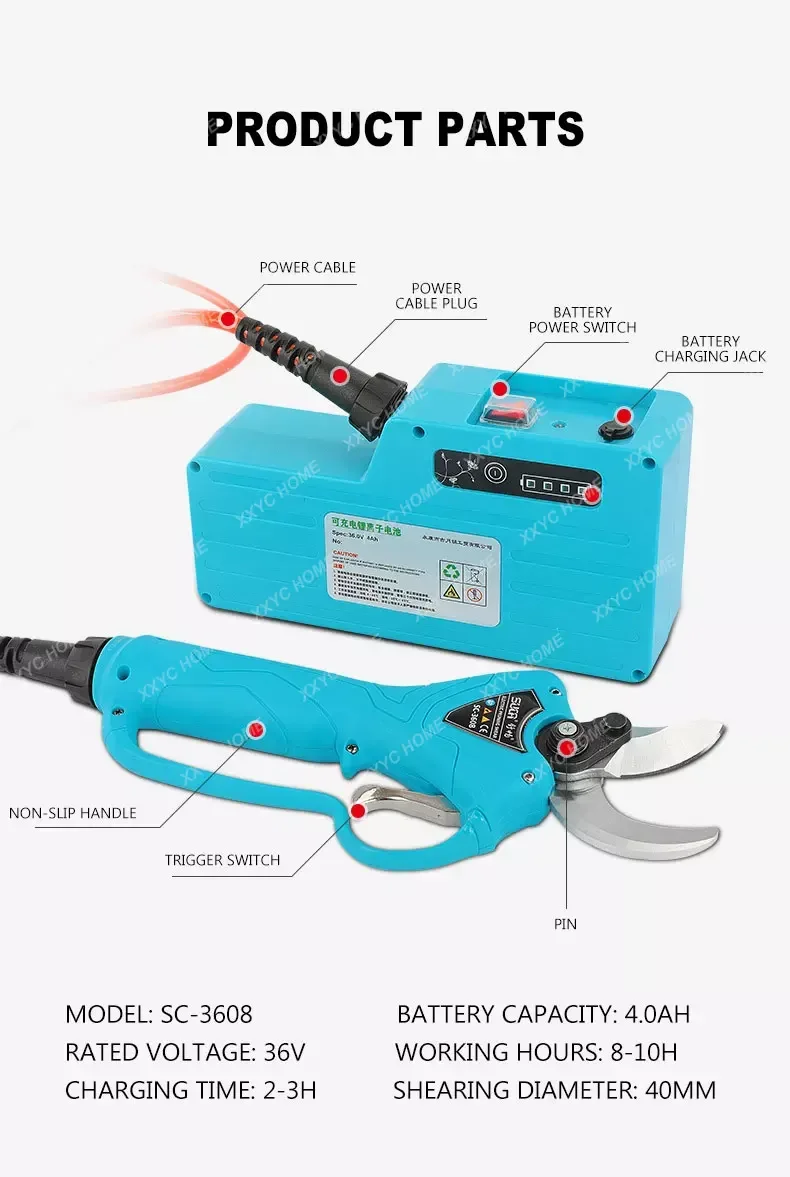 4 см Электрический фотоэлектрический садовый секатор с литиевой батареей