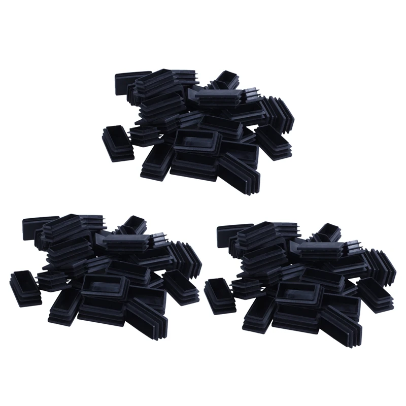 

Plastic Rectangle Blanking End Tube Caps Inserts 25X50mm 90Pcs Black
