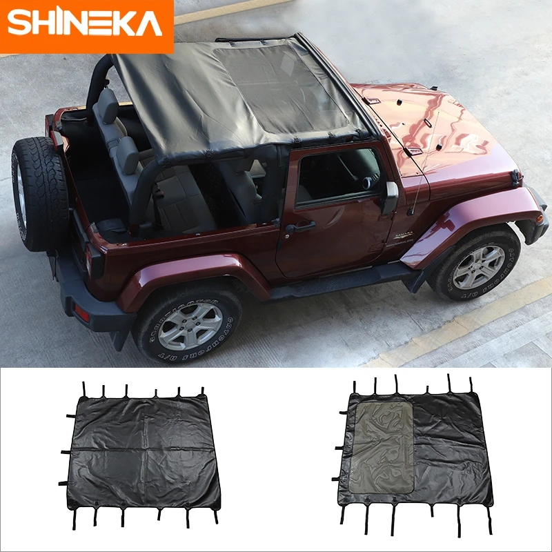 

SHINEKA Soft Leather Top Roof Sunshade Anti UV Cover For Jeep Wrangler JK JKU 2007-2017 2 Door Black Heat Insulation Accessories