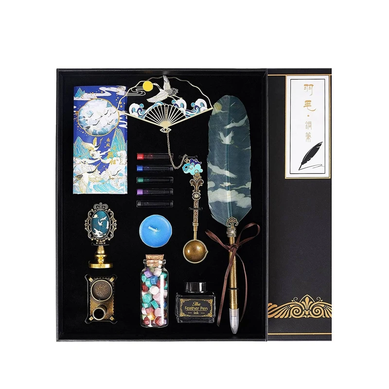 

Набор каллиграфических карандашей, перьевая ручка, Подарочная коробка с чернилами для письма, набор включает печать, штамп, закладку, воск д...