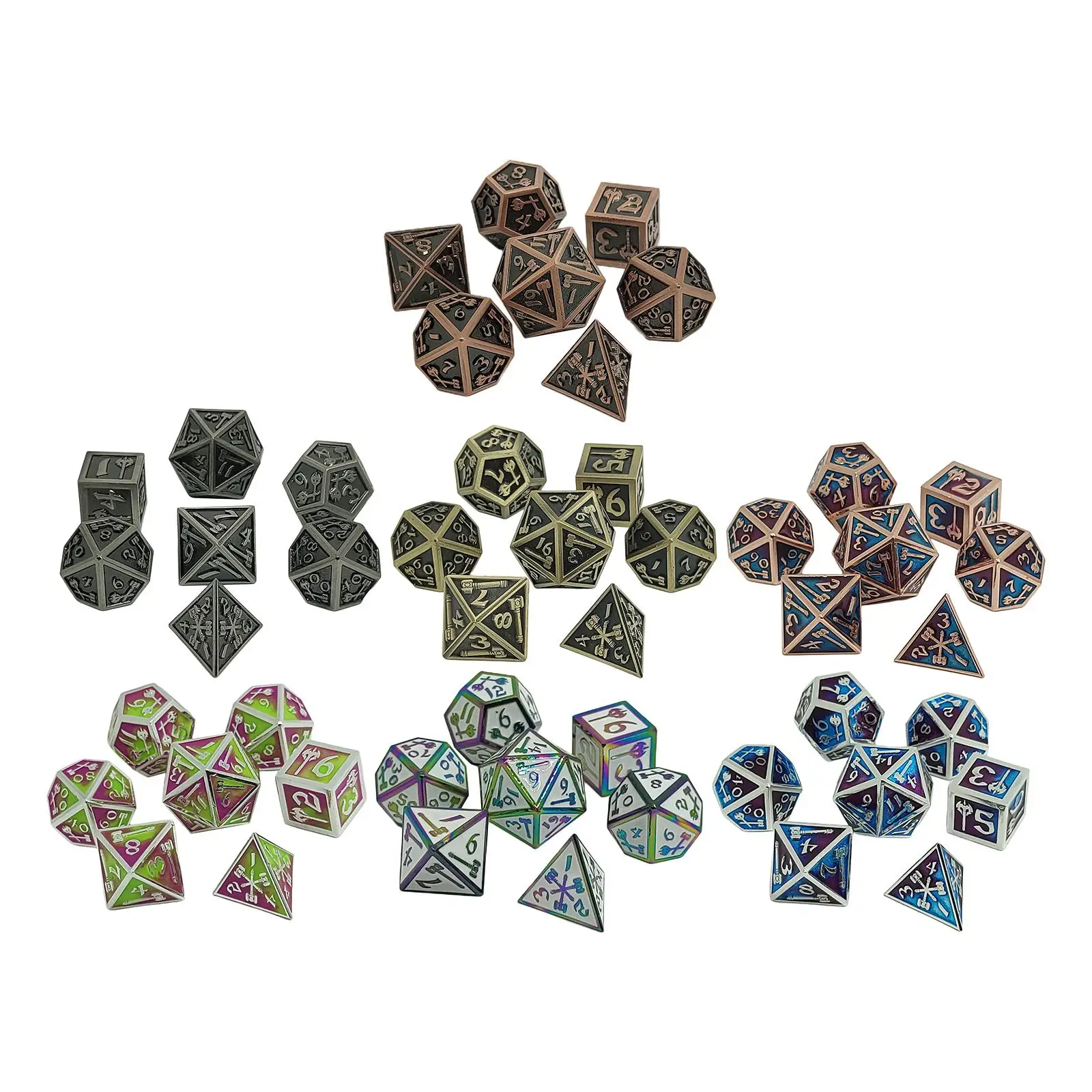 

7x Muilti-Side Dice Polyhedron Dice Set D20 D12 D10 D8 D6 D4, for Party Favors, Kids Toy