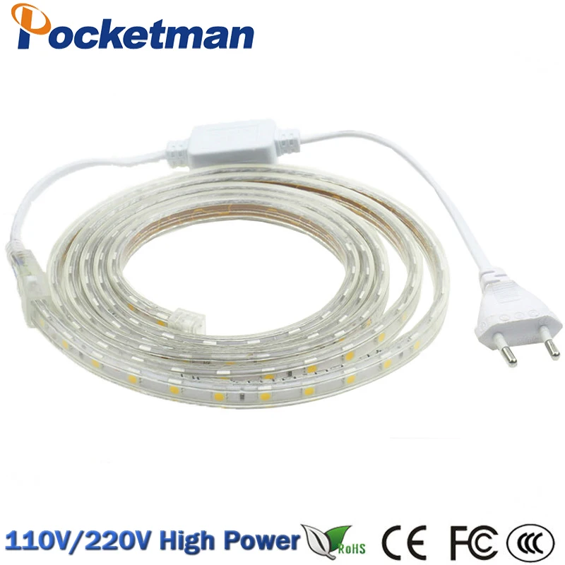 

LED Strips Flexible Light strip light Waterproof Led Strip Light lamp With Power Plug AC110V/220V LED Tape