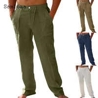2022 mens casual stand pocket linen pants green loose drawstring trouser plus size mens leisure beach hotpants men streetwear