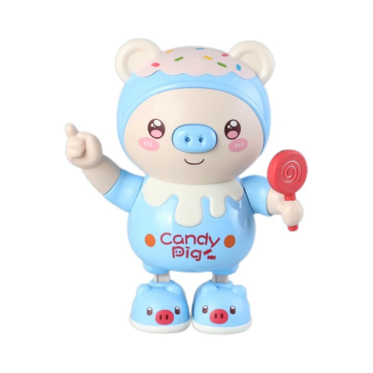 Upgraded Electronic Pets Pig Dancing Toy Doll Electric Lighting Music Twisting Swing Left and Right Walking Blue