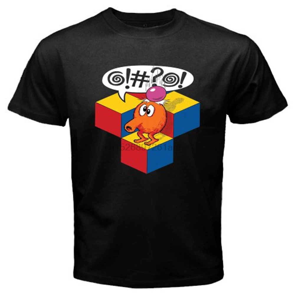 Мужская футболка с принтом Q Bert Retro 80s аркадная видеоигра черная размера от S до 3XL в