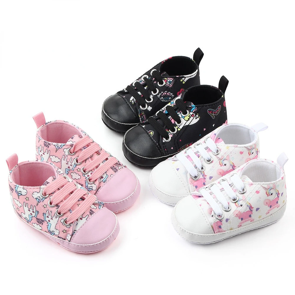Unicorn Canvas Shoes Newborn Baby Birth Anti-slip Shoes for Baby  0 To 18 Months Classic Sneaker  Kids Walking Shoes