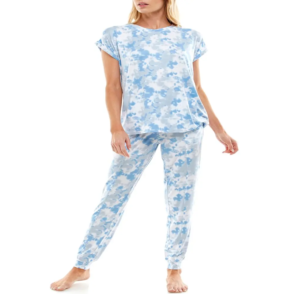 

HMCN Women`s Short Sleeve Tee and Jogger Lounge Set, 2pc