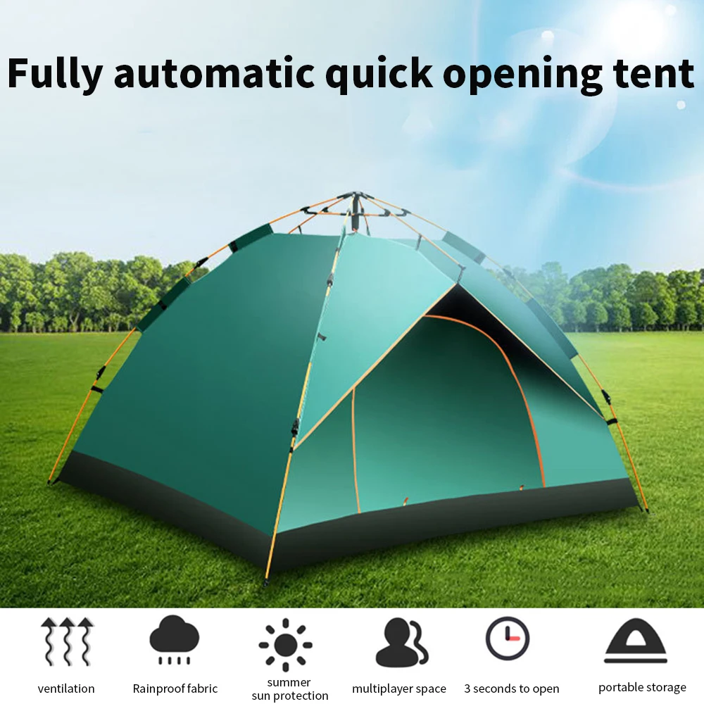 

2/3/4 People Backpacking Tent Automatic Speed-Opening Outdoor Camping Skirt Tent Double Layer Waterproof Hiking Tent Survival