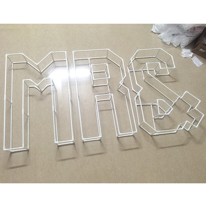 

3D PVC Pipe Letter Mosaic Balloon Frame MR and MRS Backdrop DIY Handmade Balloon Stand Anniversary Wedding Party Decor