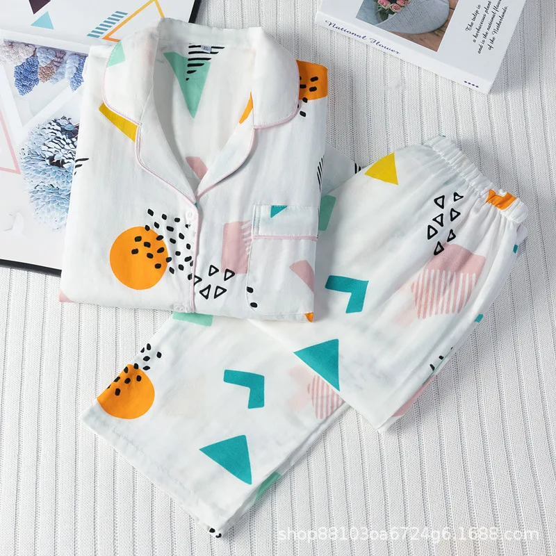 

Весенне-осенний Новый хлопковый повседневный костюм из двух предметов, Женская удобная одежда для отдыха с длинным рукавом, свободная ночн...