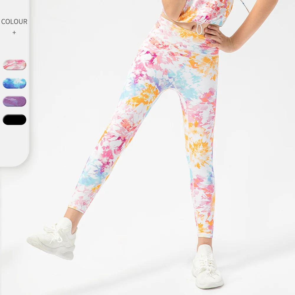 

LULUNALAN Girls Sports Training Leggings Graffiti Print High Waist Running Pants Kids Dance Training Gym Fitness Sport Pants