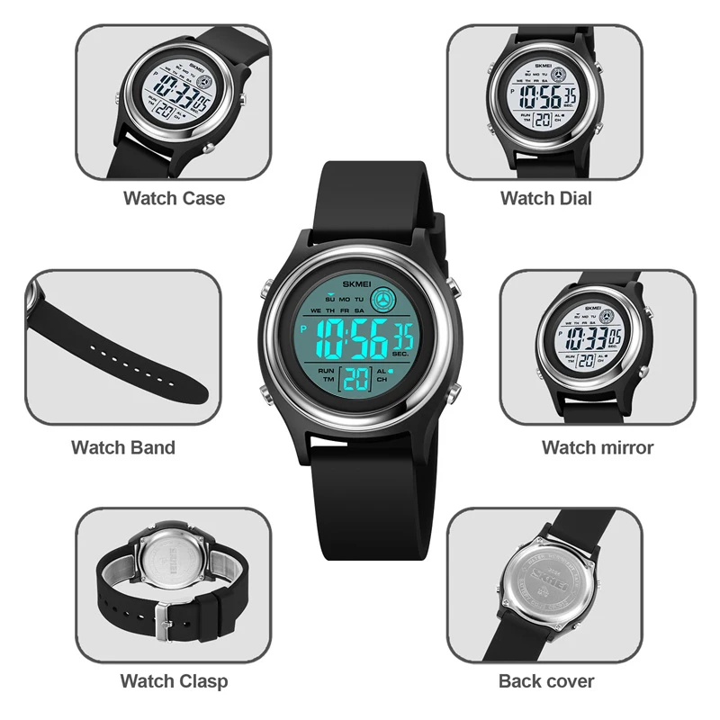 Skmei модные женские цифровые часы светодиодный водонепроницаемый секундомер